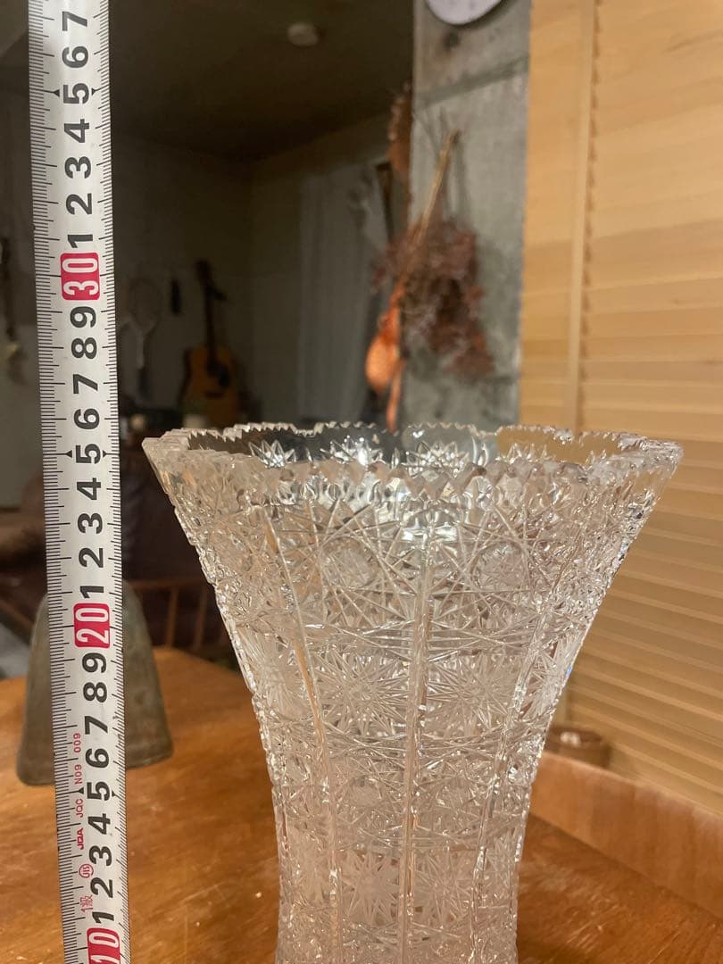 ボヘミアクリスタル　ガラス花瓶　フラワーベース　フラワースタンド　大きめ花瓶