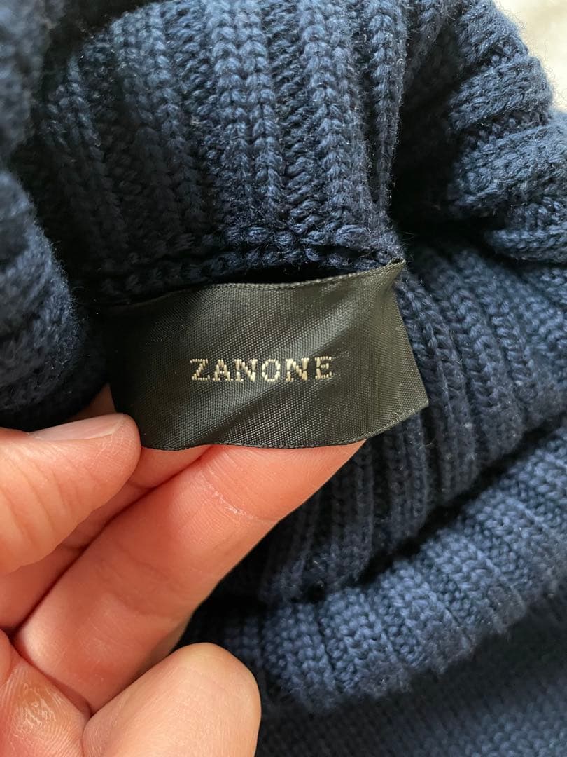 ZANONE ザノーネ 5ゲージ タートルネックニット ネイビー 46