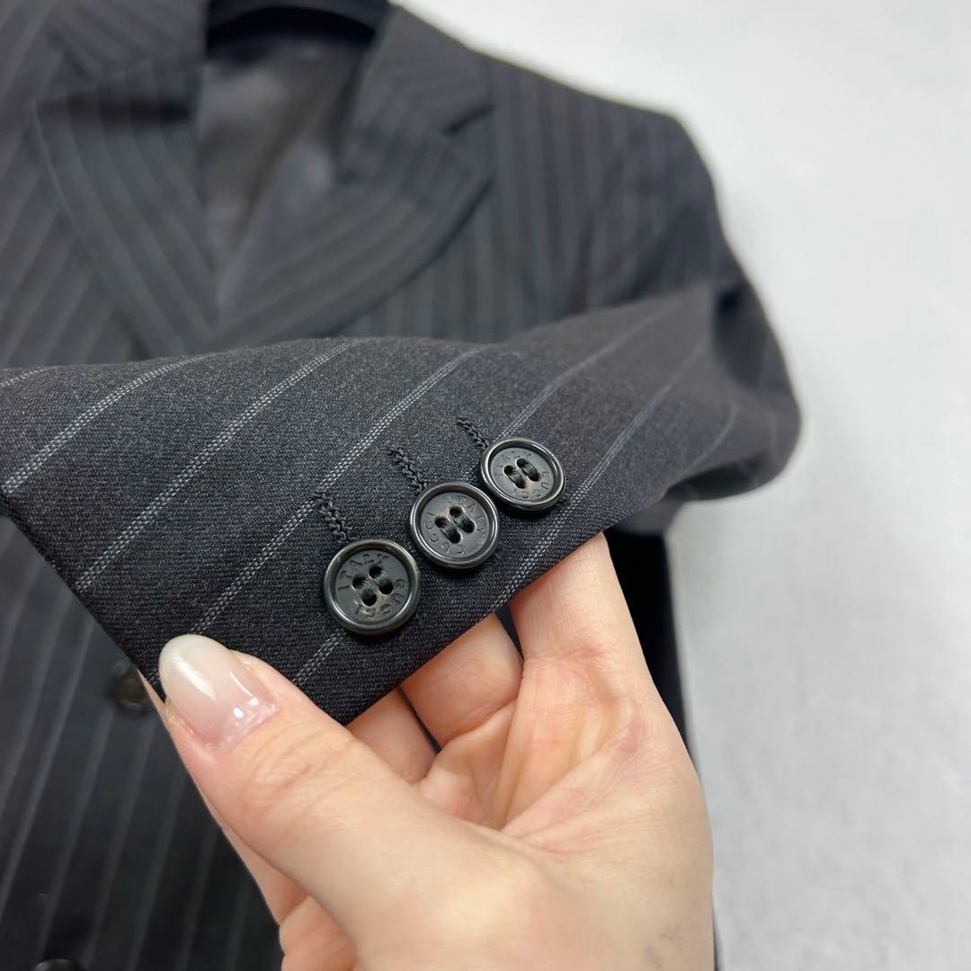 F705 美品 L 48 グッチ ストライプ シングル スーツJKT メンズ