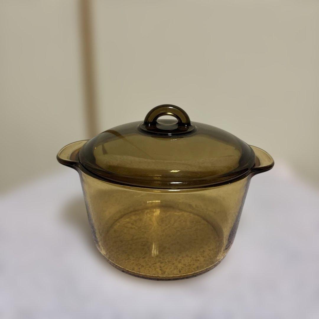 ガラスクックポット、耐熱ガラスソースパンパスタポット蓋付きフランス製