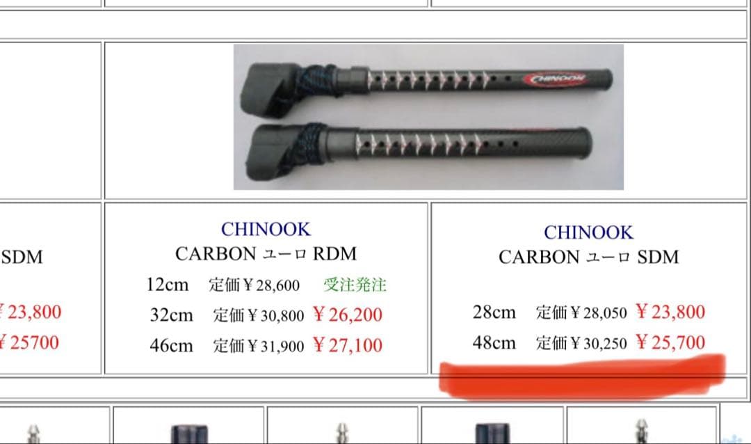 ウインドサーフィンCHINOOK CARBON ユーロ SDM 48cm