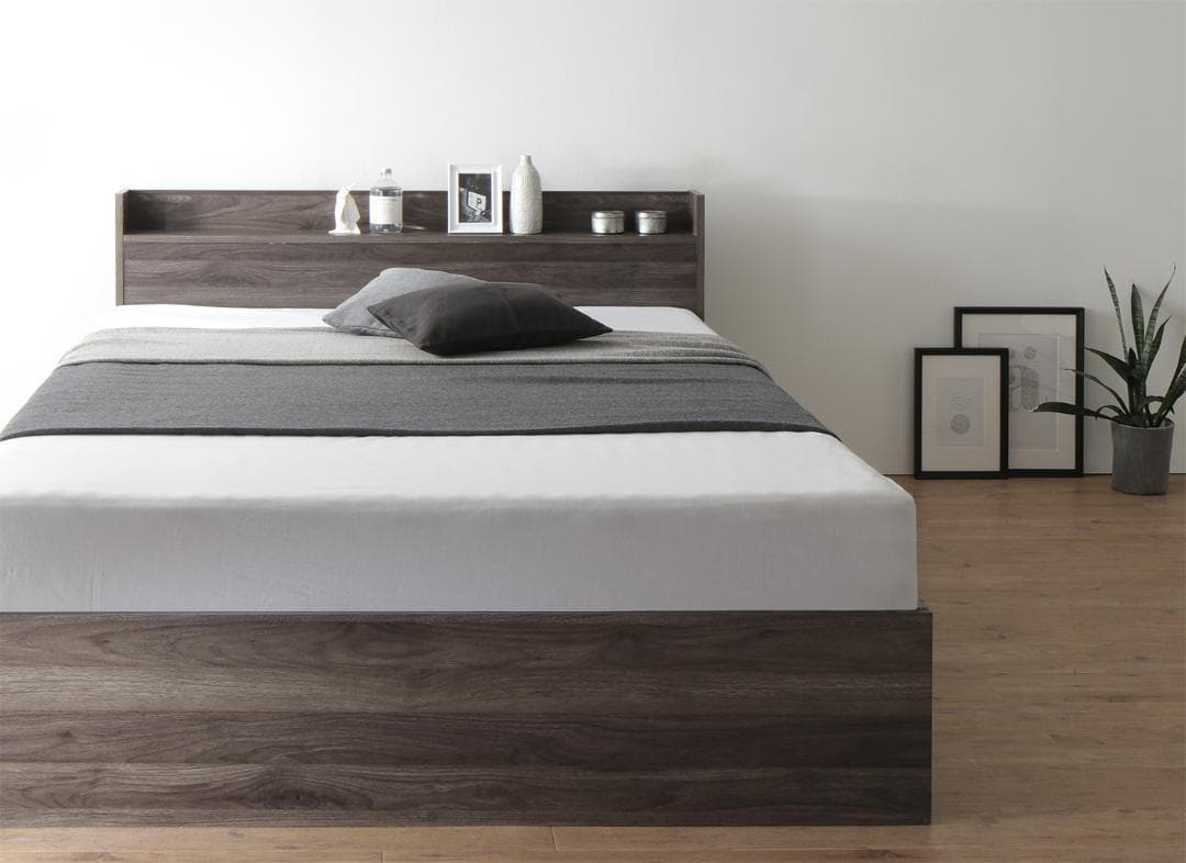 【ViViV】匠モデルマットレス ダブルベッド 収納 棚 2口コンセント