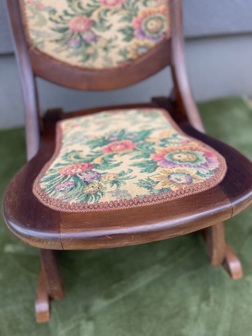 ロココ調 ロッキングチェア 折りたたみ 折り畳み コブラン織り 送料無料