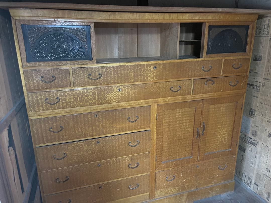 当時物| 和箪笥| 水屋箪笥| アンティーク| 大型 祖母の嫁入り家具