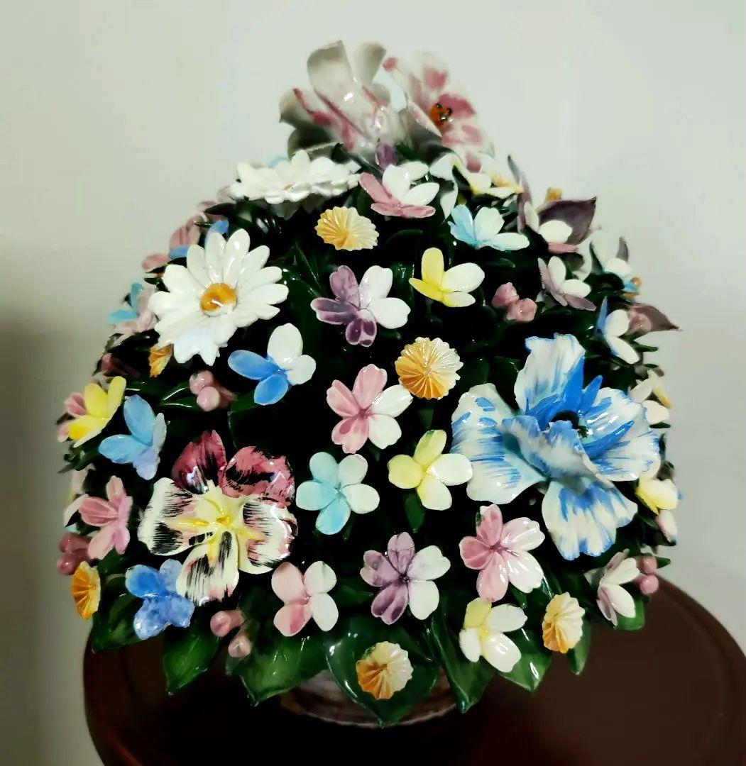 【美品】カポディモンテ　CAPODIMONTE イタリア　陶花　35cm