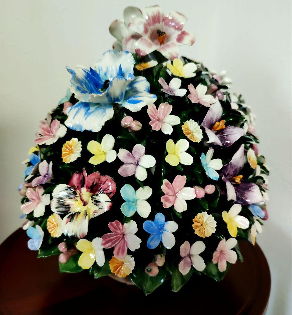 【美品】カポディモンテ　CAPODIMONTE イタリア　陶花　35cm