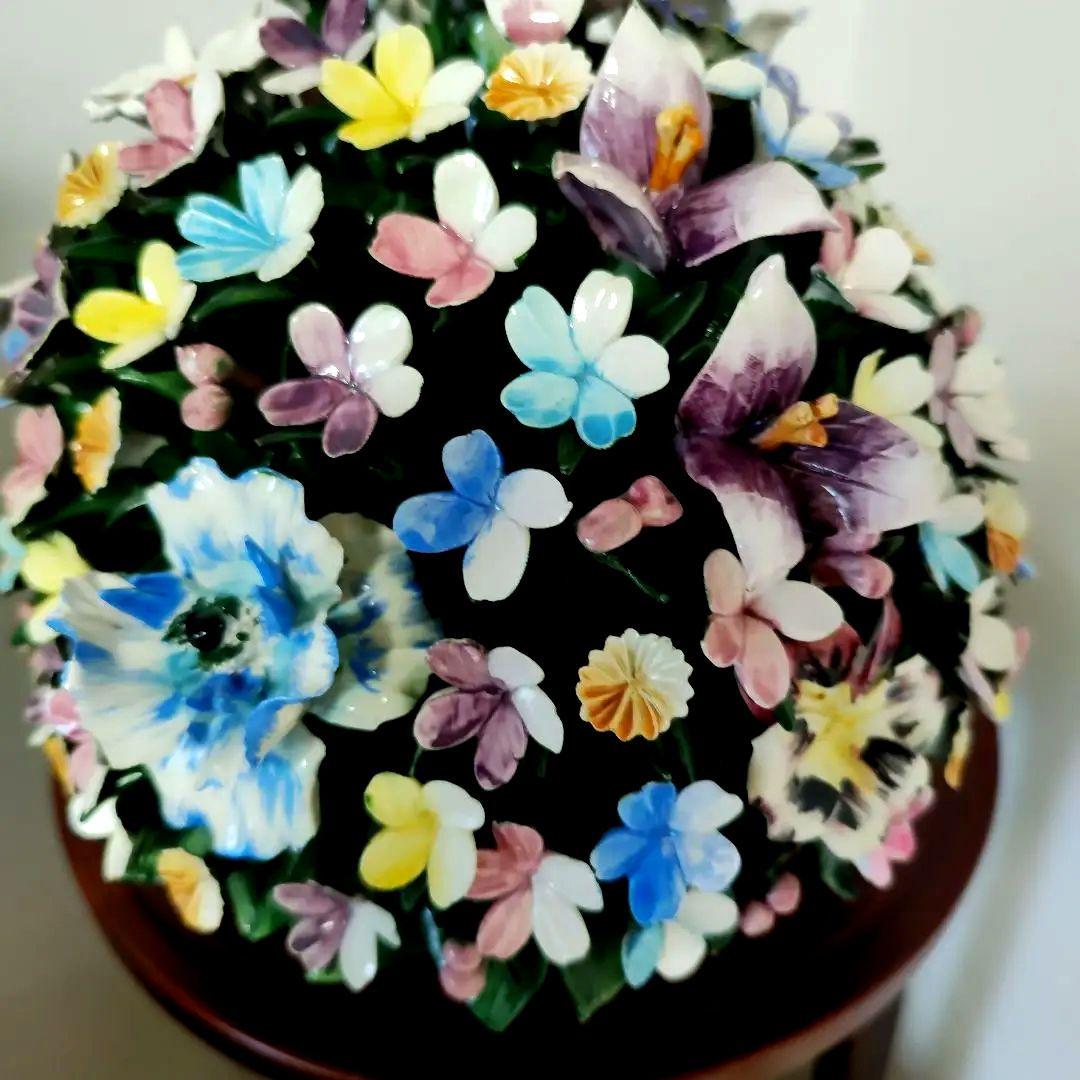 【美品】カポディモンテ　CAPODIMONTE イタリア　陶花　35cm