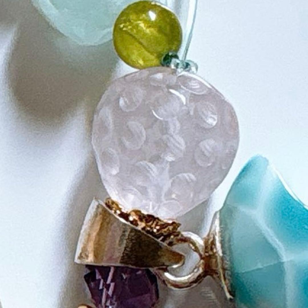 ラリマー お月様シルバー925高品質＆シトリン プルメリア天然石ブレスレット