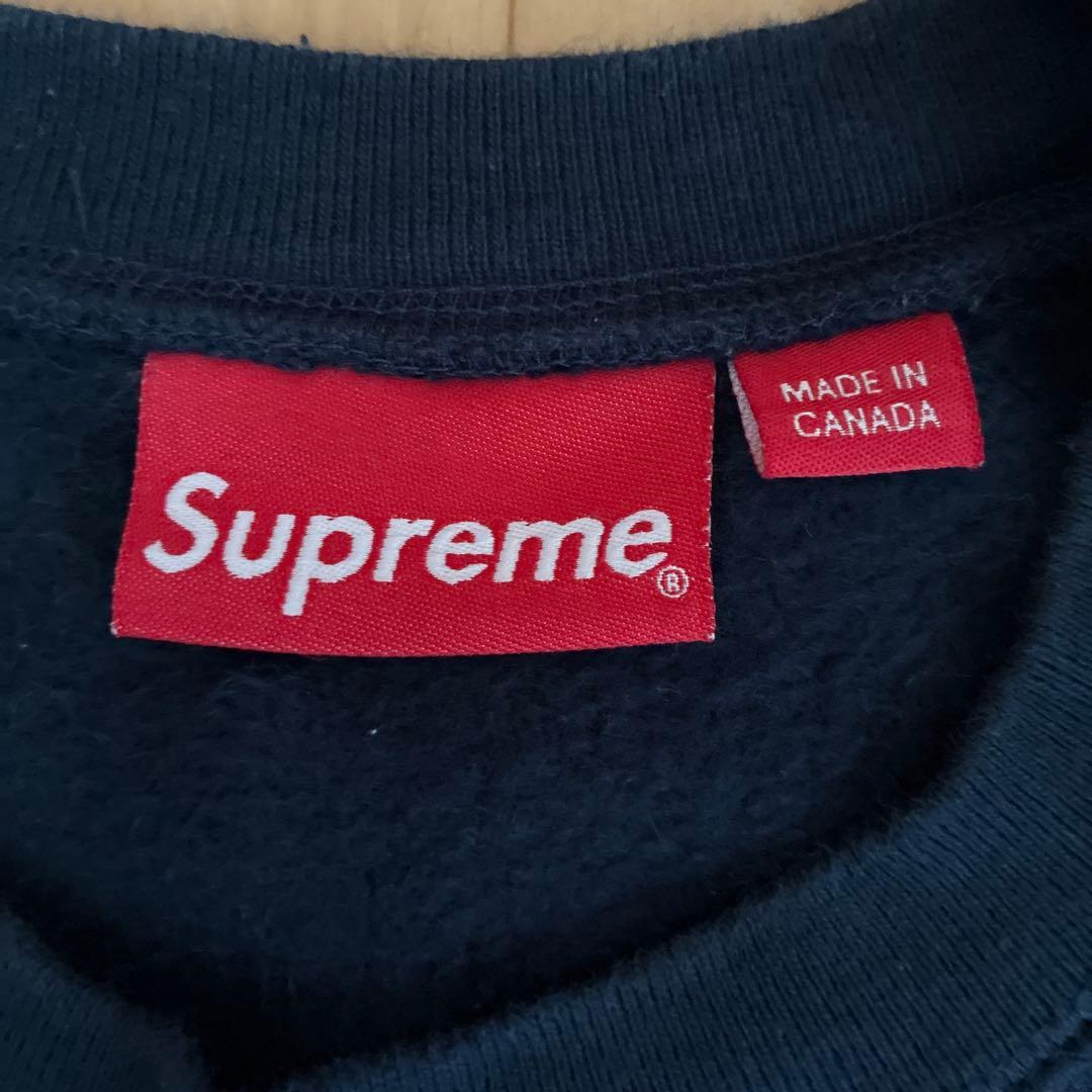 Supreme Sロゴ crewneckネイビー