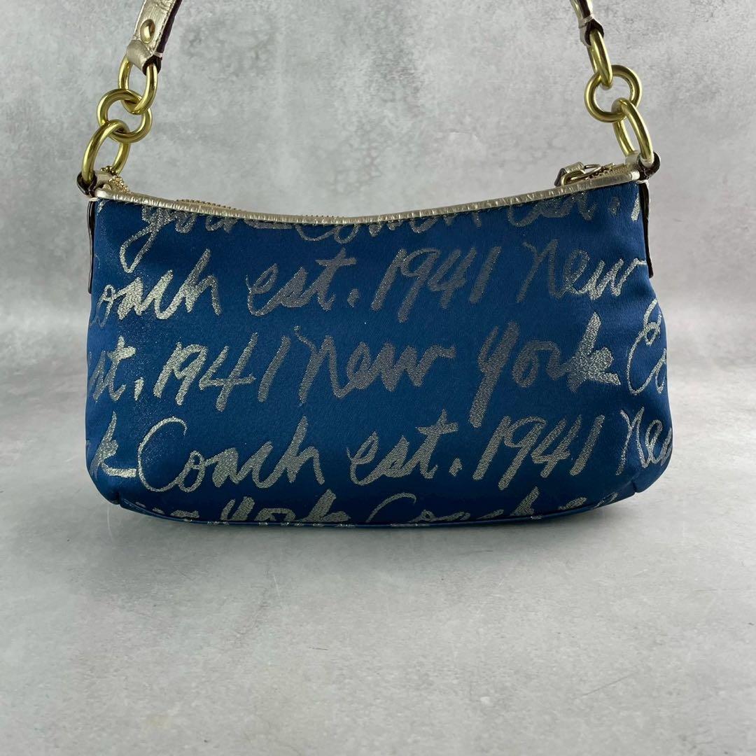 ✨美品✨コーチ　ポピー　ショルダーバッグ　2way ハート　スクリプトロゴ　紺色