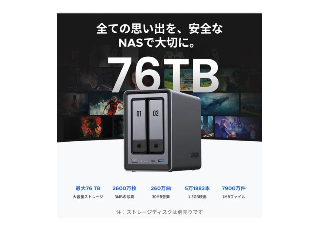 【新品未使用】UGREEN NASync DXP2800 2ベイデスクトップ