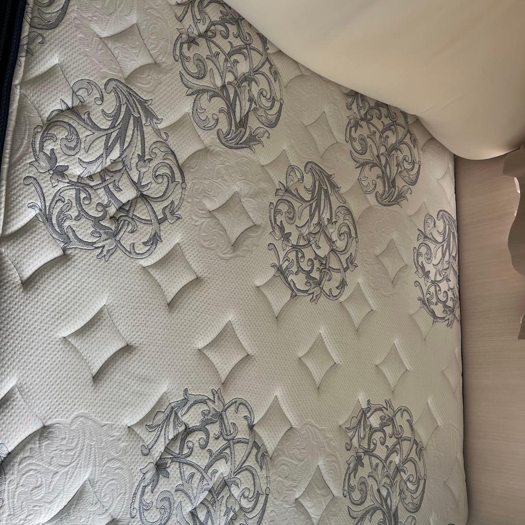 都内配送相談)木製ダブルベッドフレーム＆マットレス 引き出付(解体・受取値下げ！