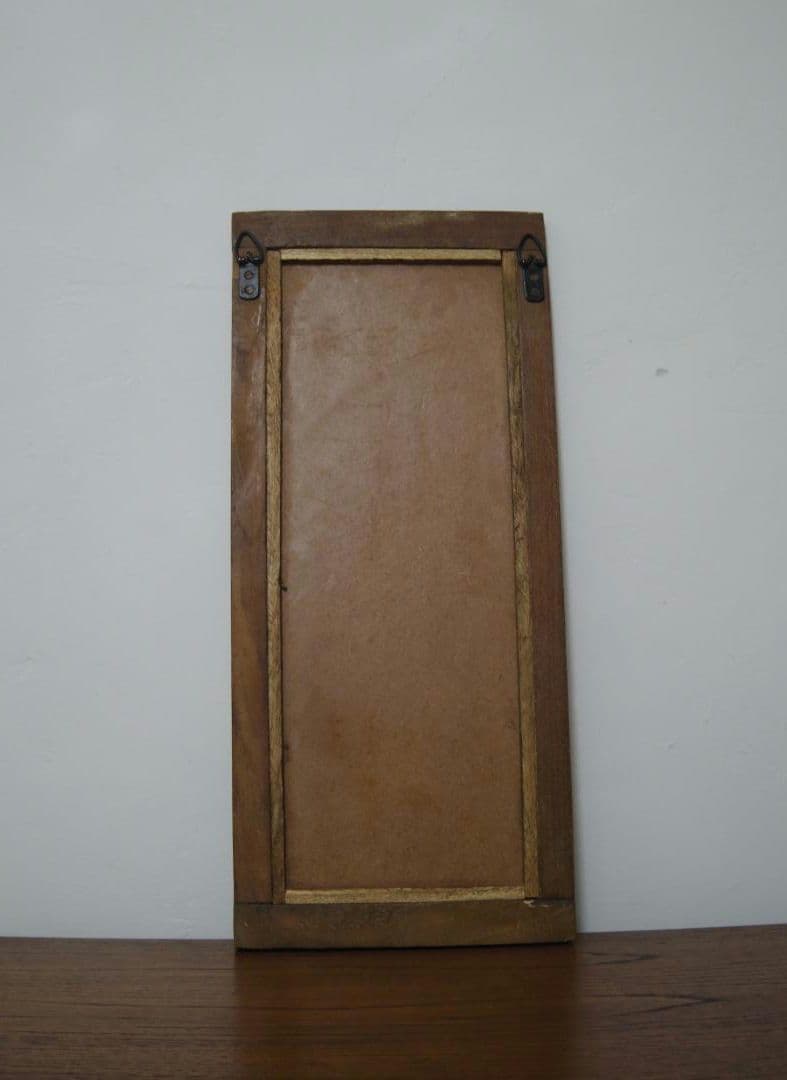 【　インド　ヴィンテージ　ミラー　】鏡　アンティーク　レリーフ　木製　壁掛け