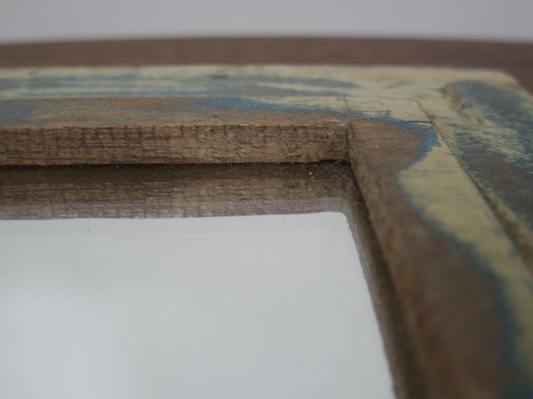 【　インド　ヴィンテージ　ミラー　】鏡　アンティーク　レリーフ　木製　壁掛け