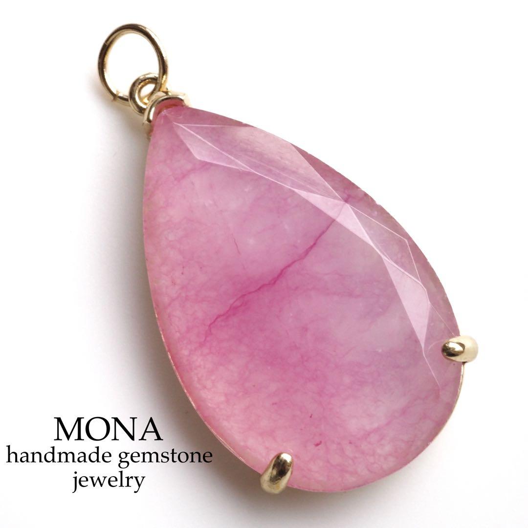 【Ruby】インプレッションストーン×淡水パールのデザインネックレス