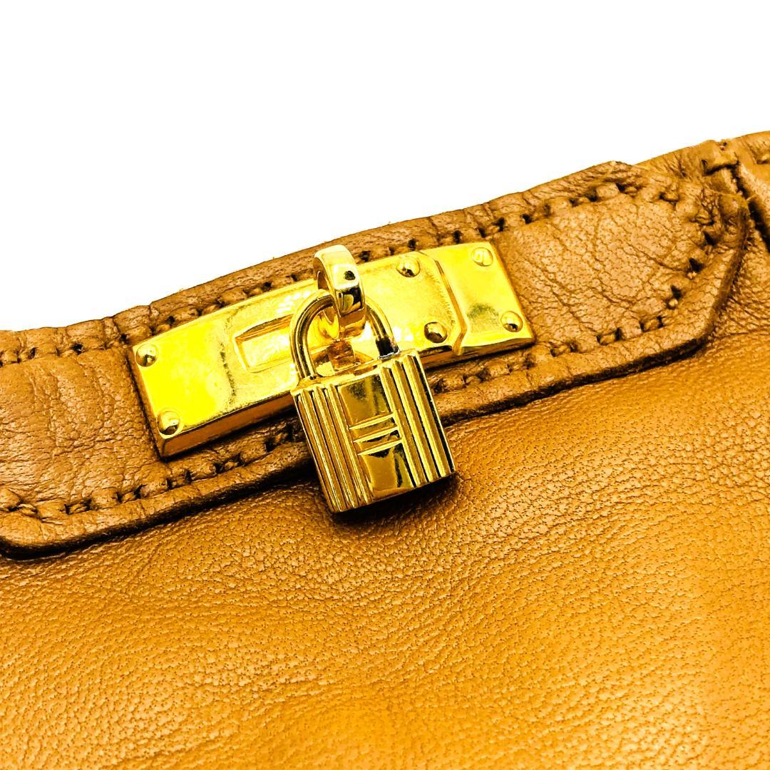 HERMES エルメス ラムスキン グローブ ケリー カデナ 手袋 ゴールド