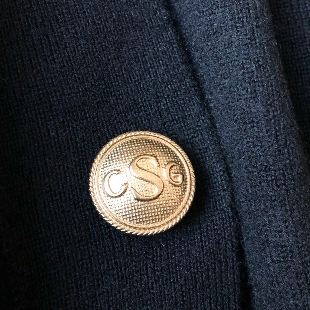 2762y美品カレンソロジー 24AW アッシュクウール金ボタンカーディガン 黒