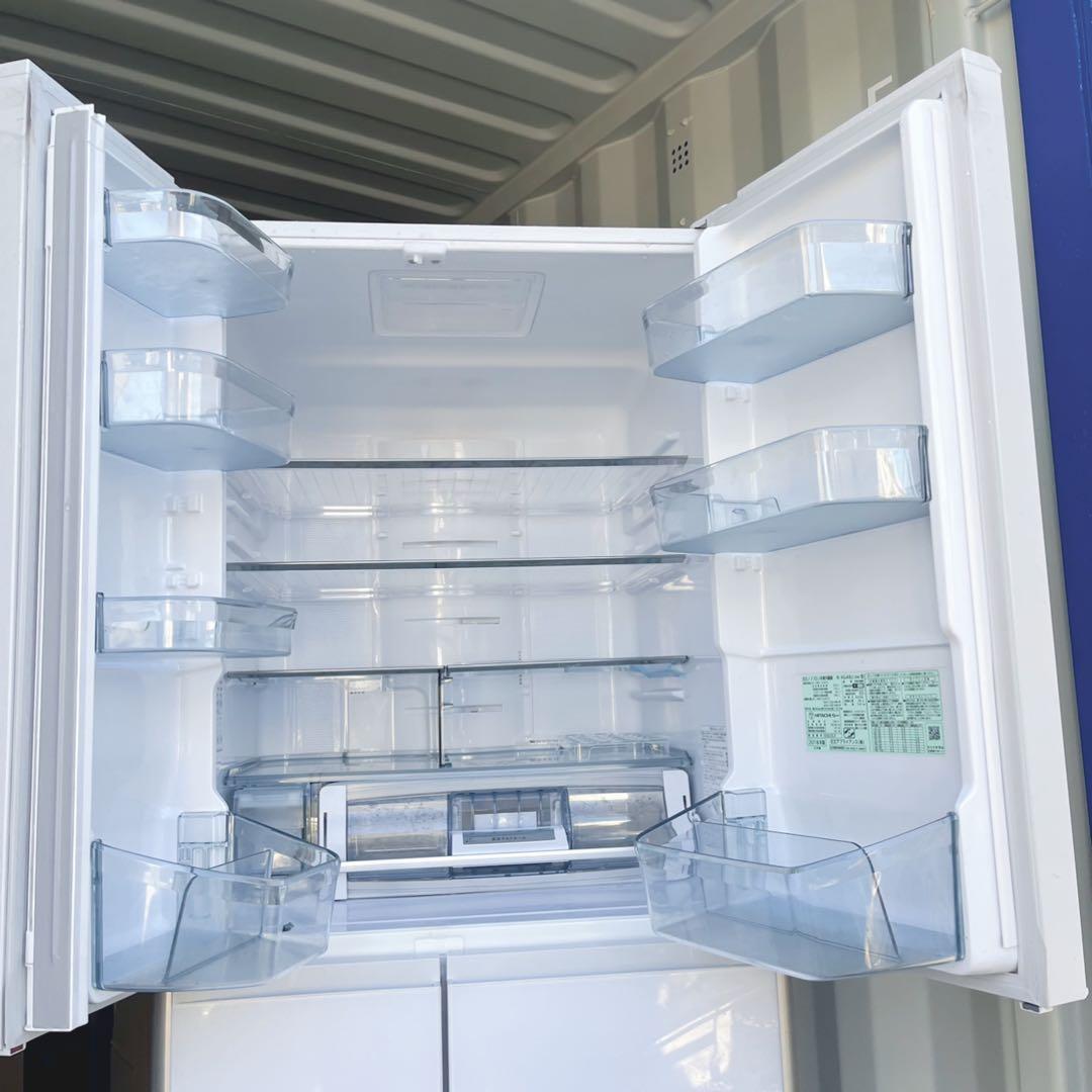 取付無料！日立真空チルド搭載自動製氷付きおしゃれホワイト6ドア冷蔵庫！洗濯機