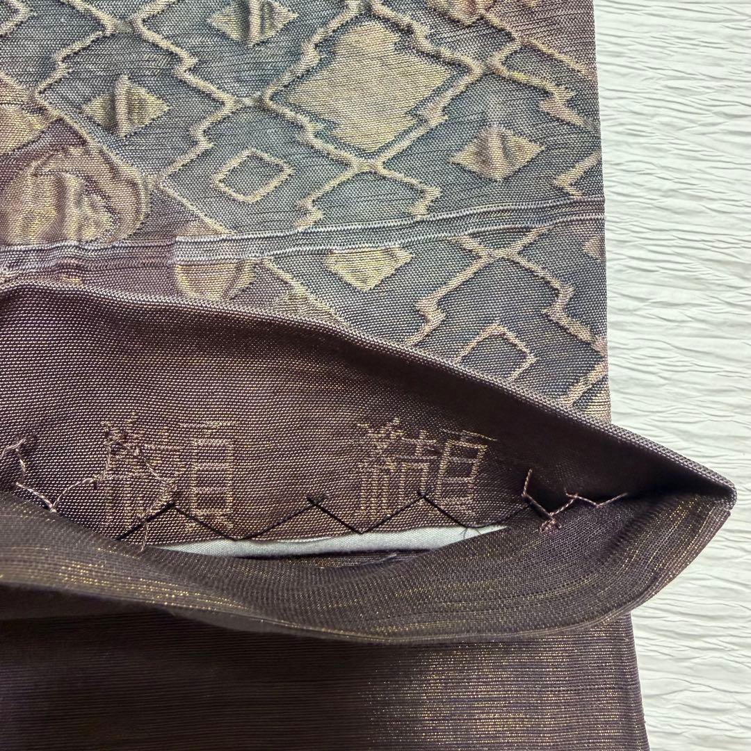 m-76 渡文謹製 手織り 辻ヶ花 纐纈 膨れ帯 正絹 袋帯