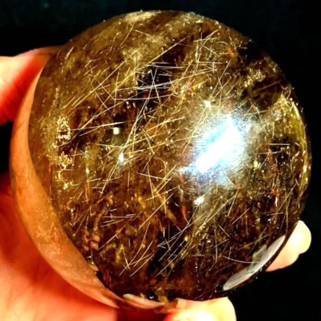 超特大　75mm ゴールドスモーキールチルクォーツ　金針水晶　パワーストーン