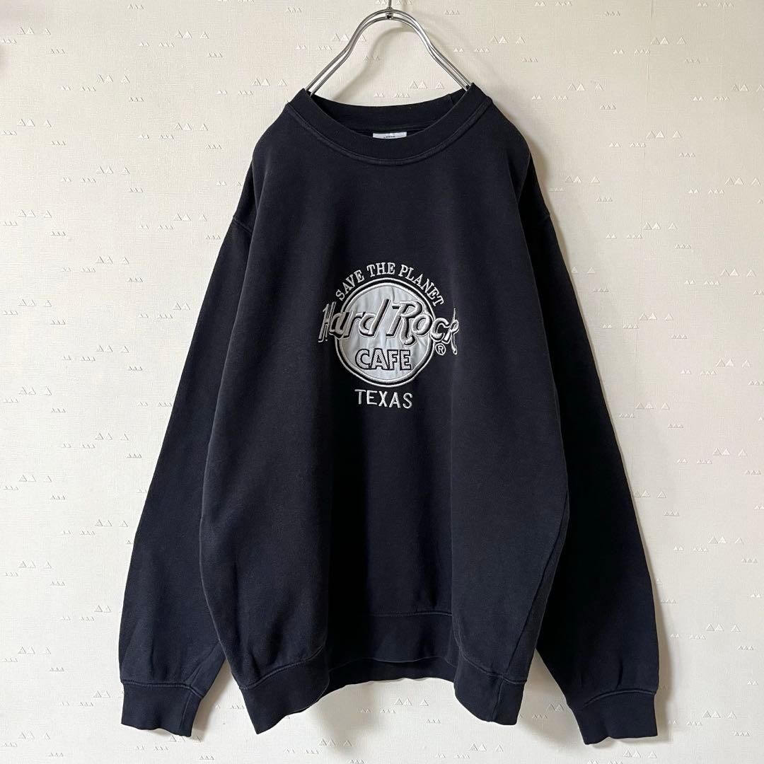 USA製 古着 90's ハードロックカフェ スウェット なえなの 銀 黒