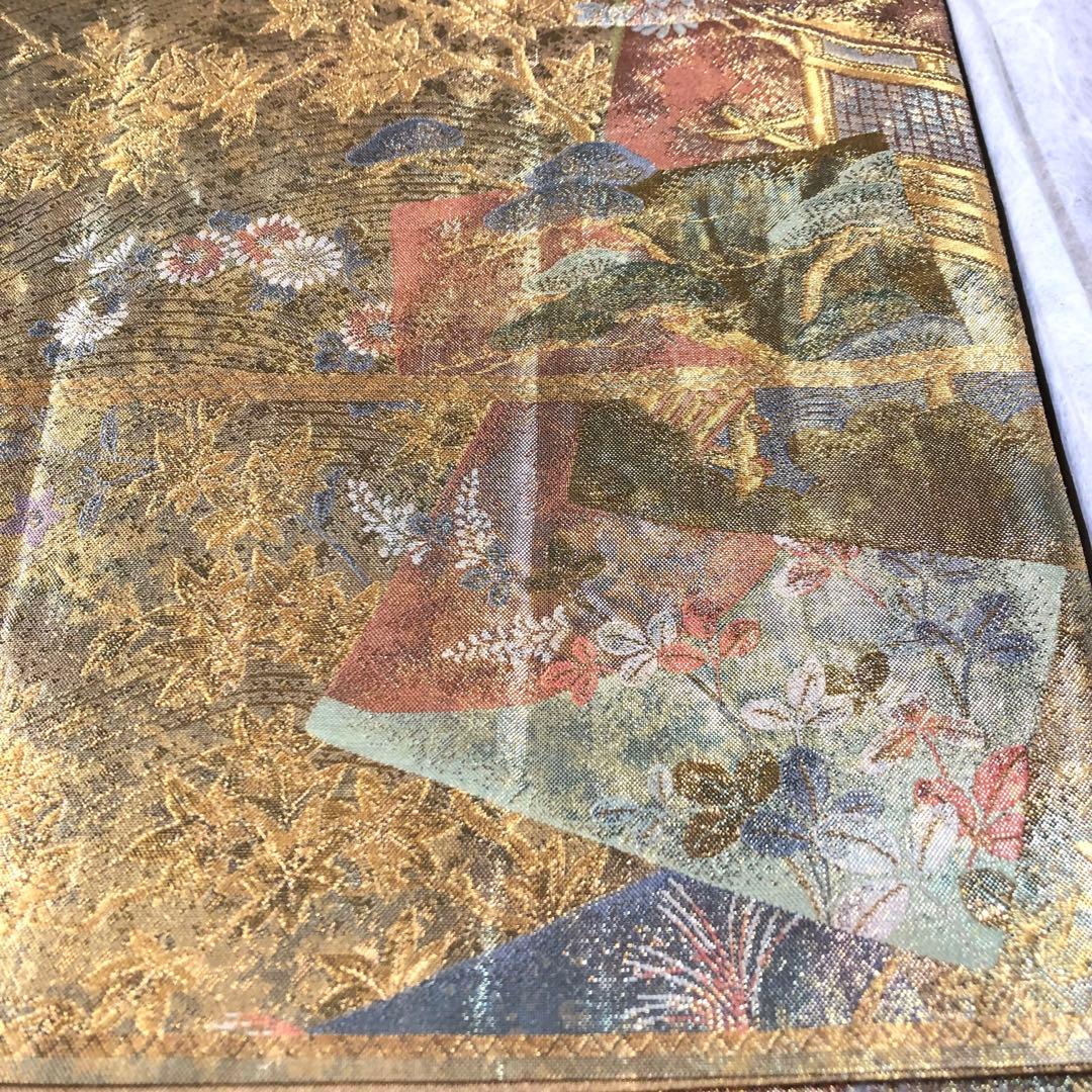 西陣織＊となみ織物　純金 純金箔　金通　袋帯　王朝の雅　証明書あり