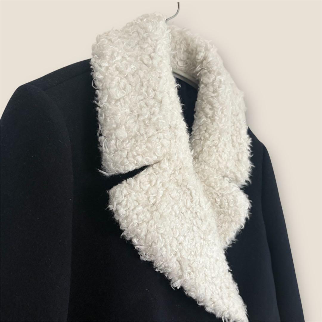 sandro PARIS サンドロ　ボアPコート　ネイビー　36