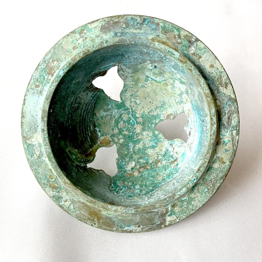 日本香堂 香炉 波千鳥 高岡銅器 銅製 金彩 緑青 古色仕上げ 仏具 茶道具