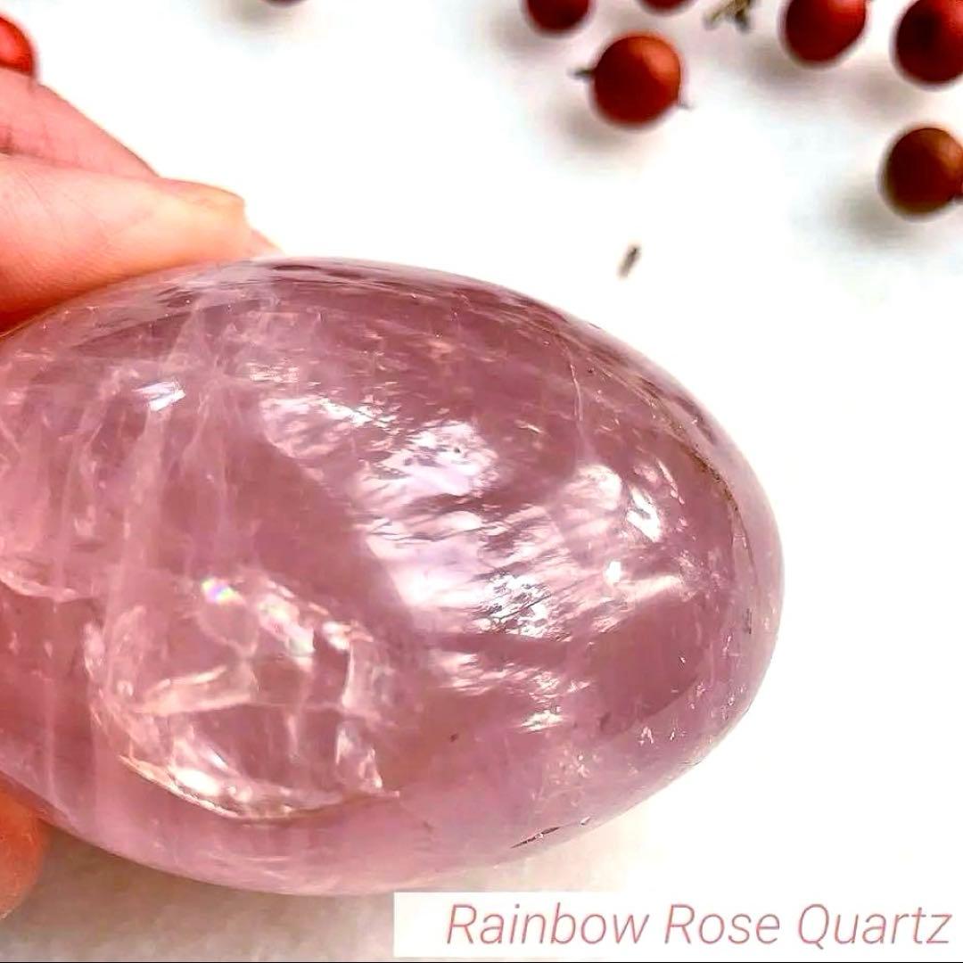 Q-1 【高品質】虹入りローズクォーツ ピンク　165g