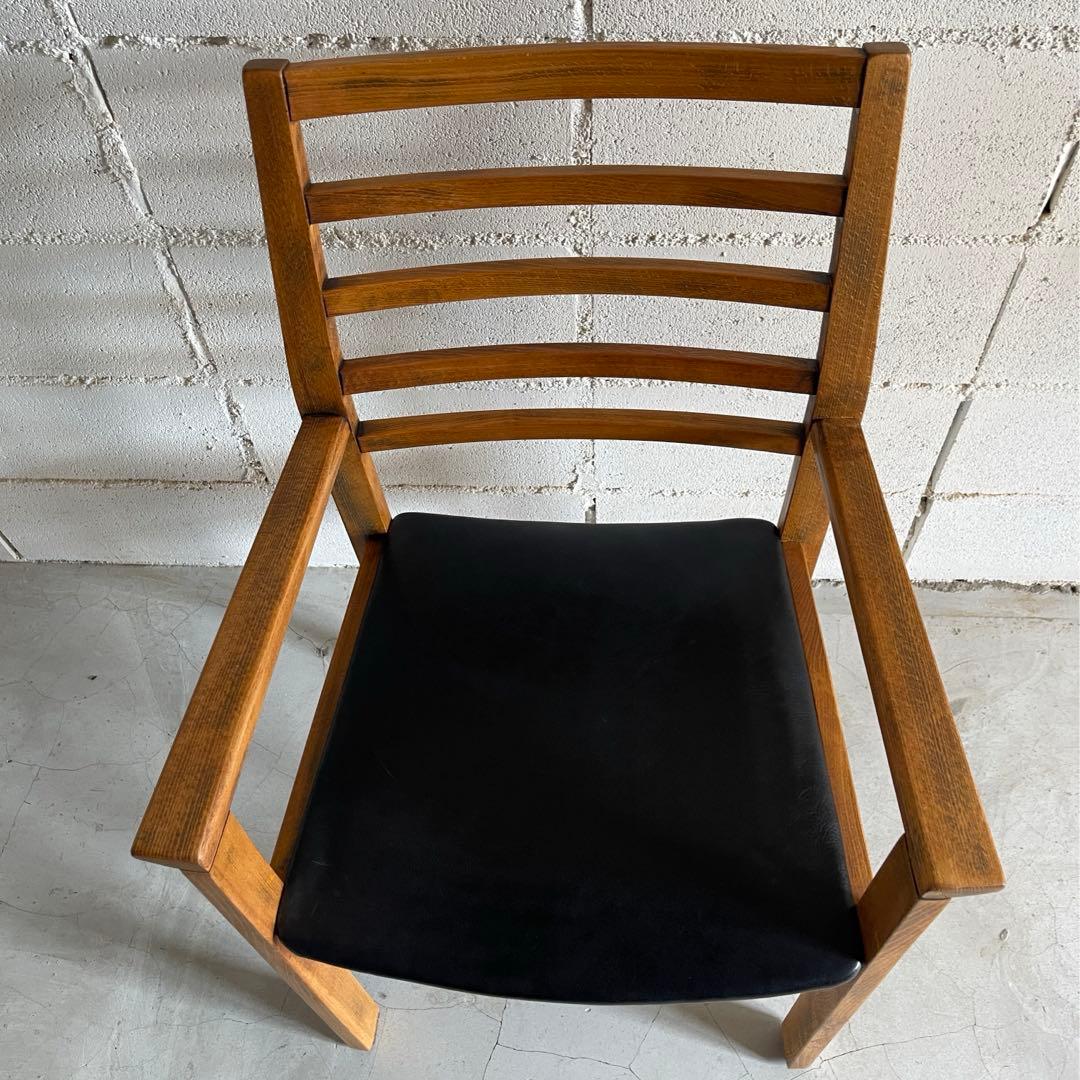 ビンテージ　アームチェア　本革レザー　ダイニングチェア