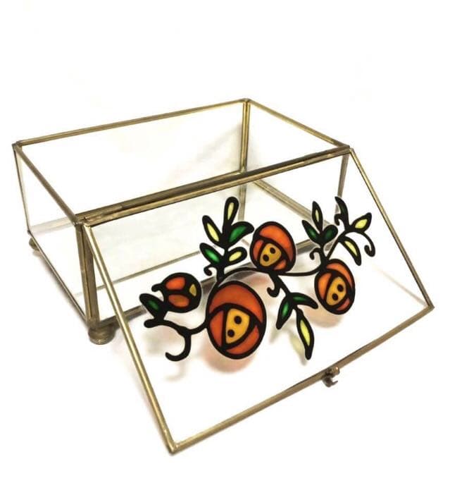 ■アンティーク■アクセサリーケース・ジュエリーケース・小物入れ■レトロ・ガラス製