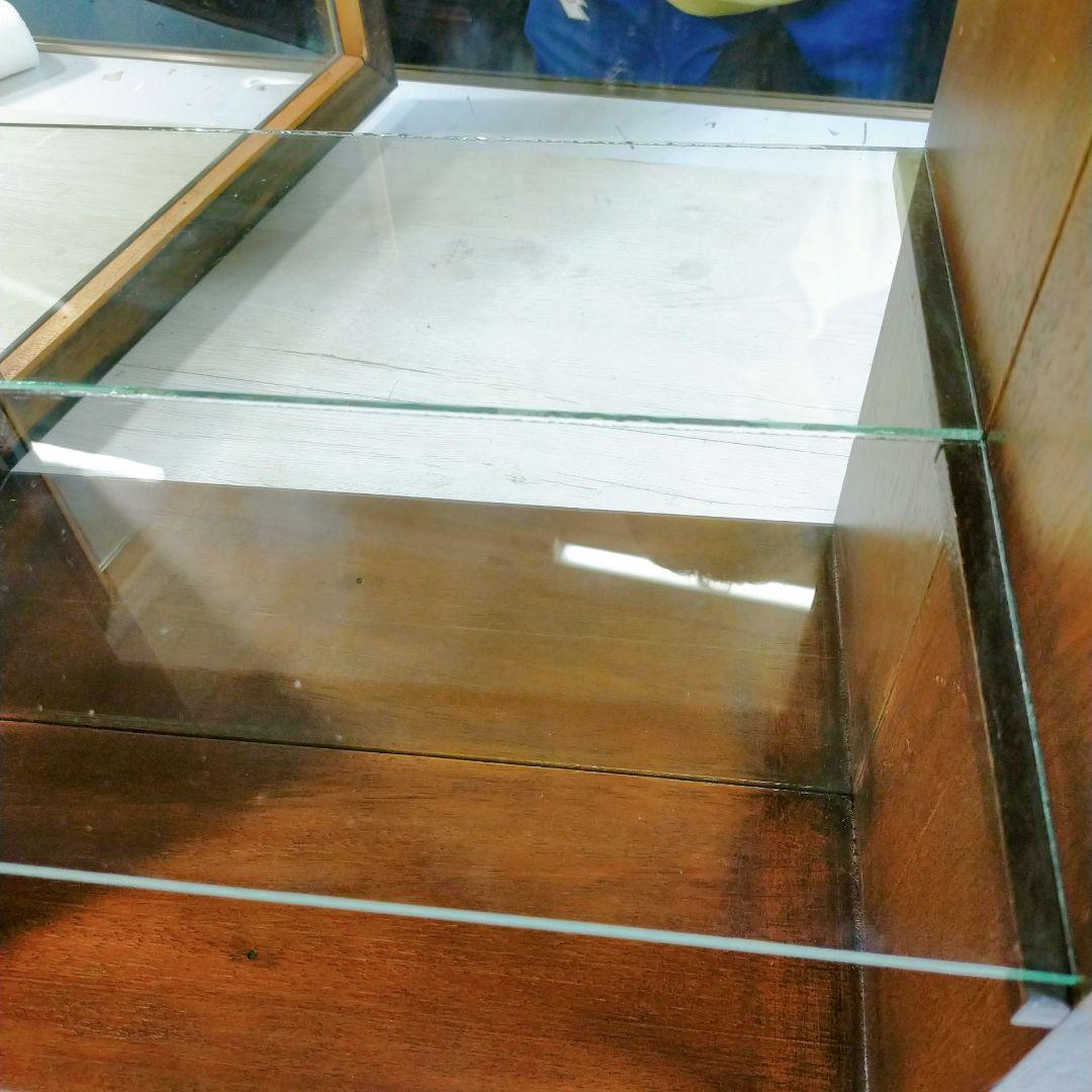 ミラーバック　木製　コレクションケース　ガラス扉