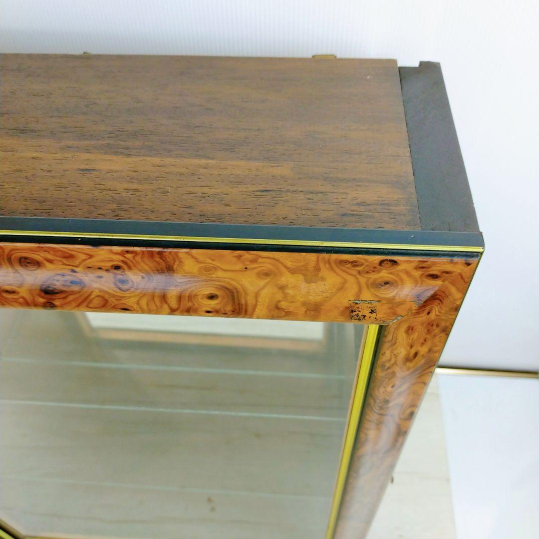 ミラーバック　木製　コレクションケース　ガラス扉