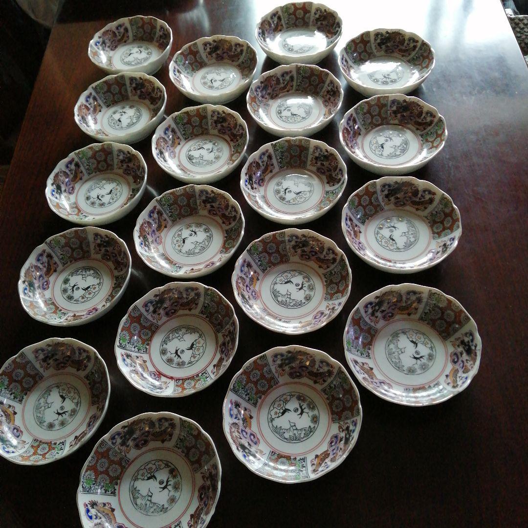 伊万里　龍紋錦膾皿　19客　15.5cm　明治～大正期