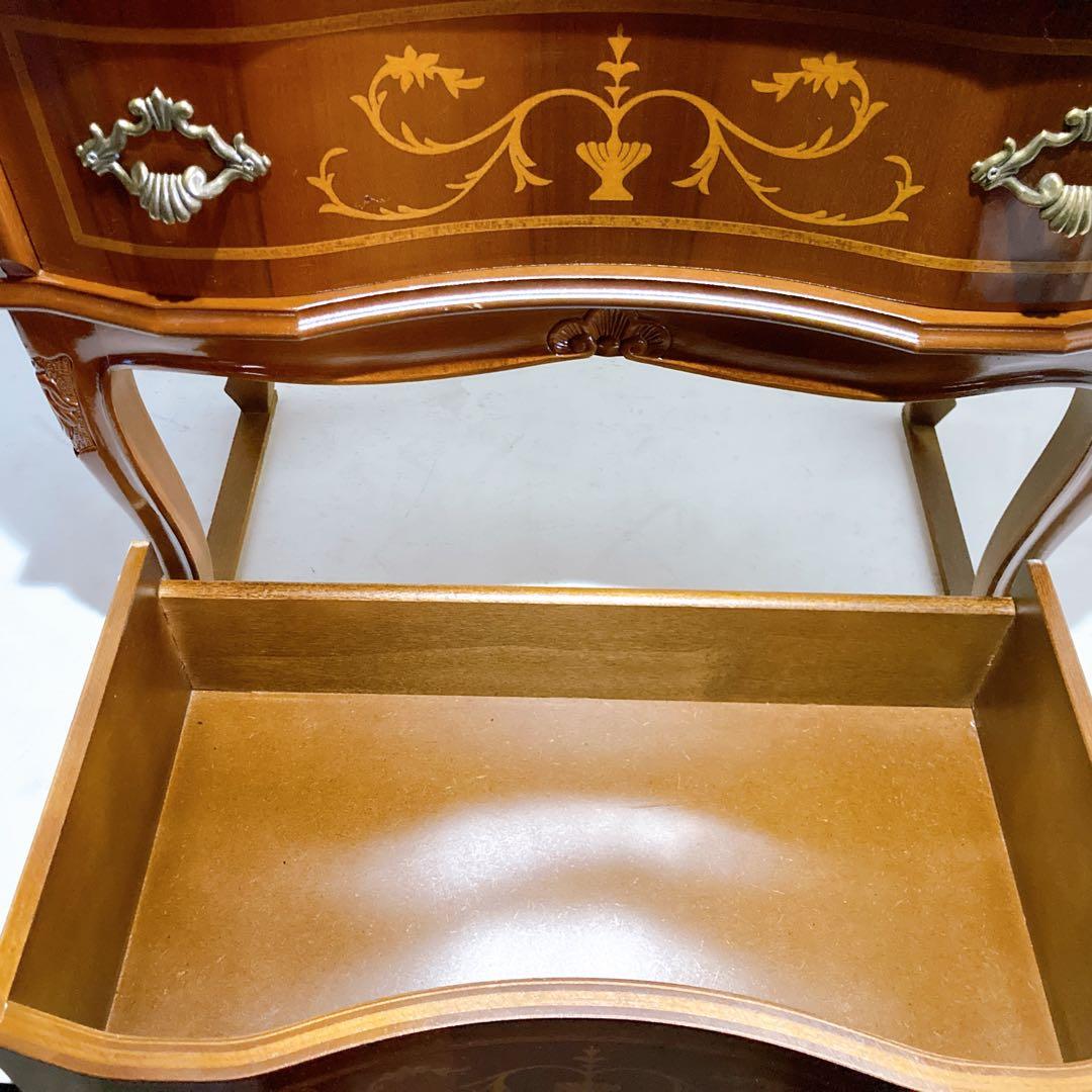 イタリア製 アンティーク 象嵌細工 猫脚 3段チェスト