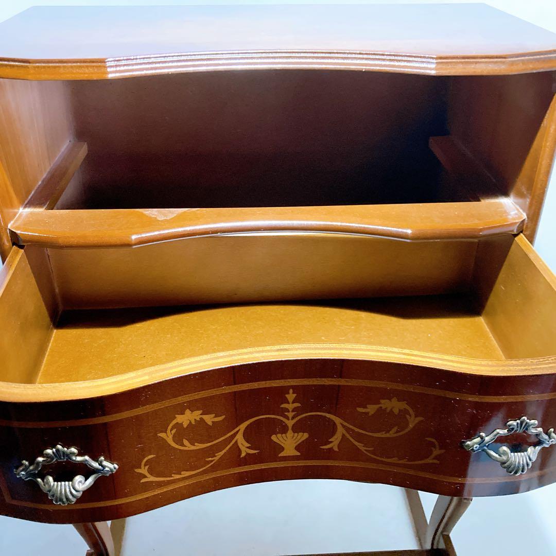 イタリア製 アンティーク 象嵌細工 猫脚 3段チェスト