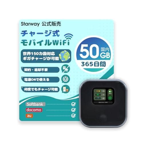 Starway ポケットWiFi モバイルルーター simフリー 国内50GBm