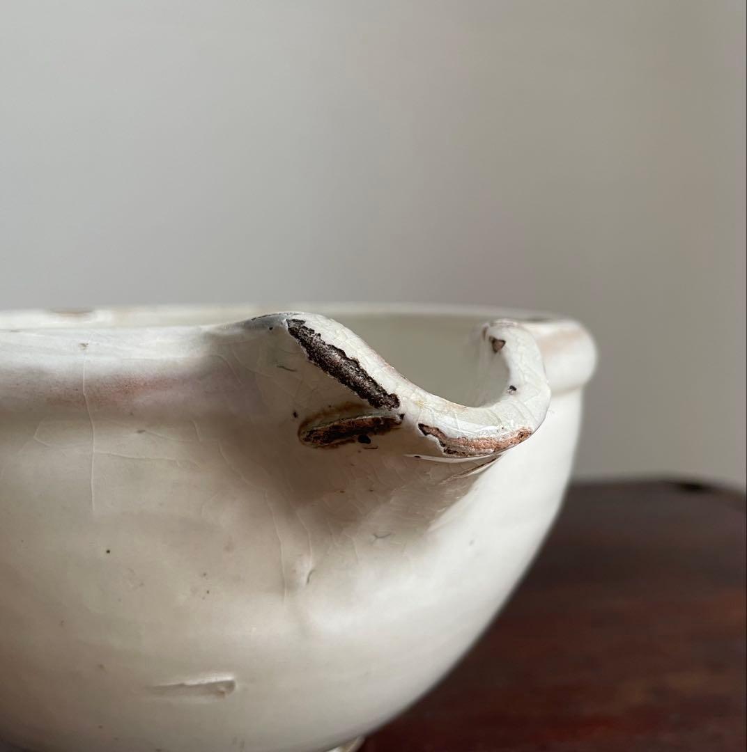時代　平清水 白釉片口　鉢　陶器　酒器　民藝　骨董　花器　アンティーク