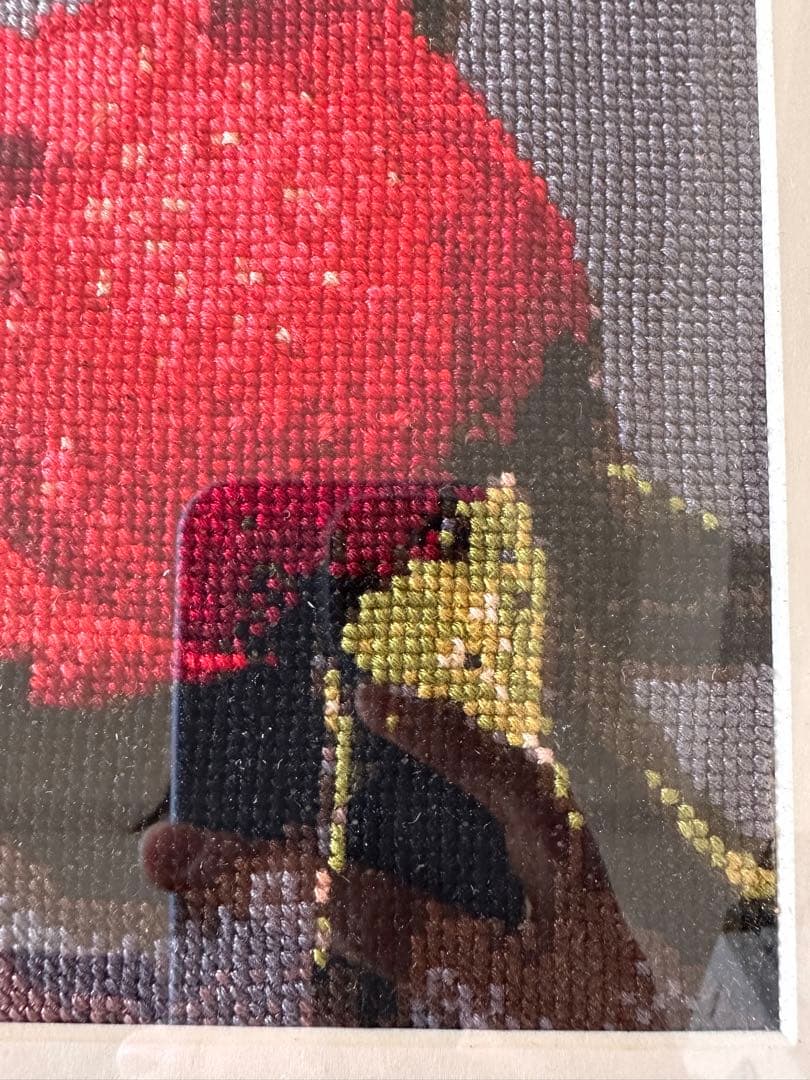 【完成品】「水滴バラ」クロスステッチ