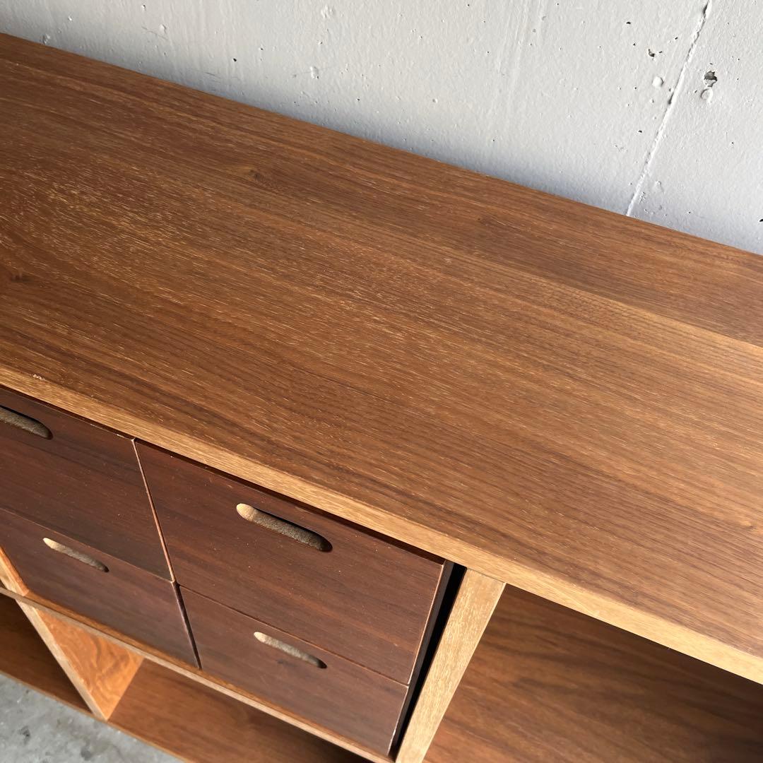 peru★無印スタッキングシェルフ３段×２列・ウォールナット材・チェスト付