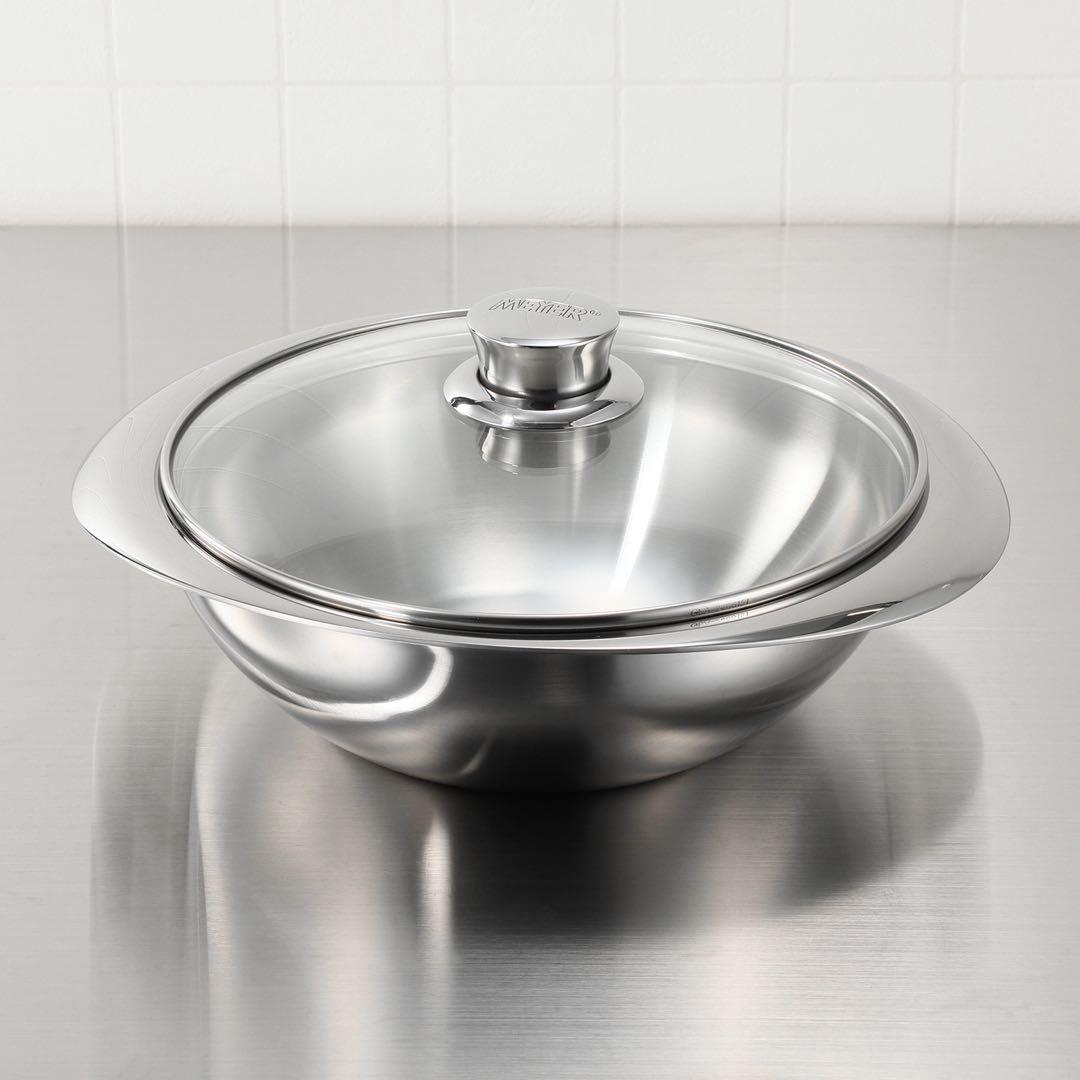 マイヤーMEYER ステンレススチール 両手鍋 ガラス蓋付きNEWパン　22cm