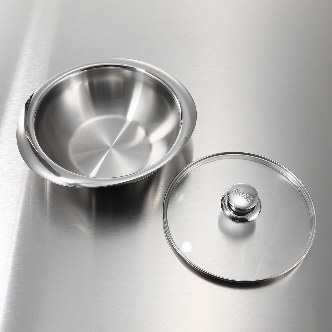 マイヤーMEYER ステンレススチール 両手鍋 ガラス蓋付きNEWパン　22cm