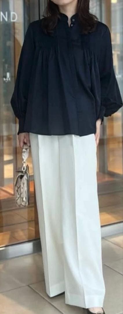 セール！Ballsey コットンシルクサテン ピンタックフリルブラウス