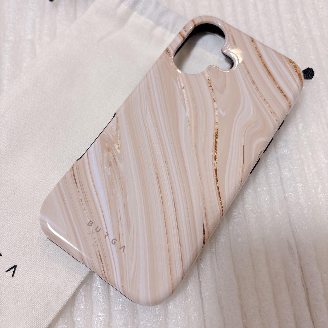 【新品】BURGA マーブルデザイン ハードケース　iPhone17 ベージュ