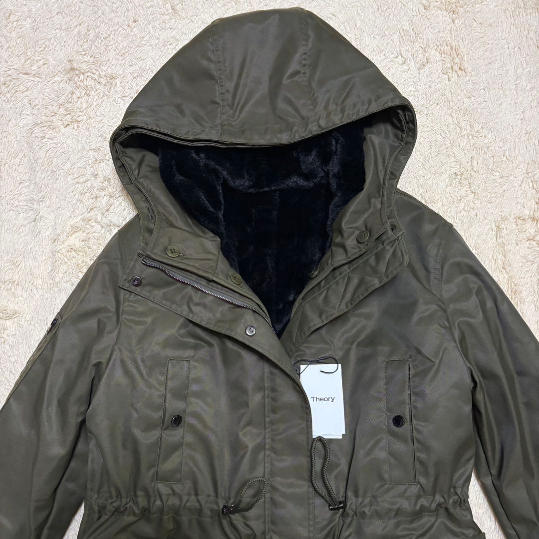 【新品】セオリー モッズコート ダウン ミリタリー カーキ ライナー付き ファー