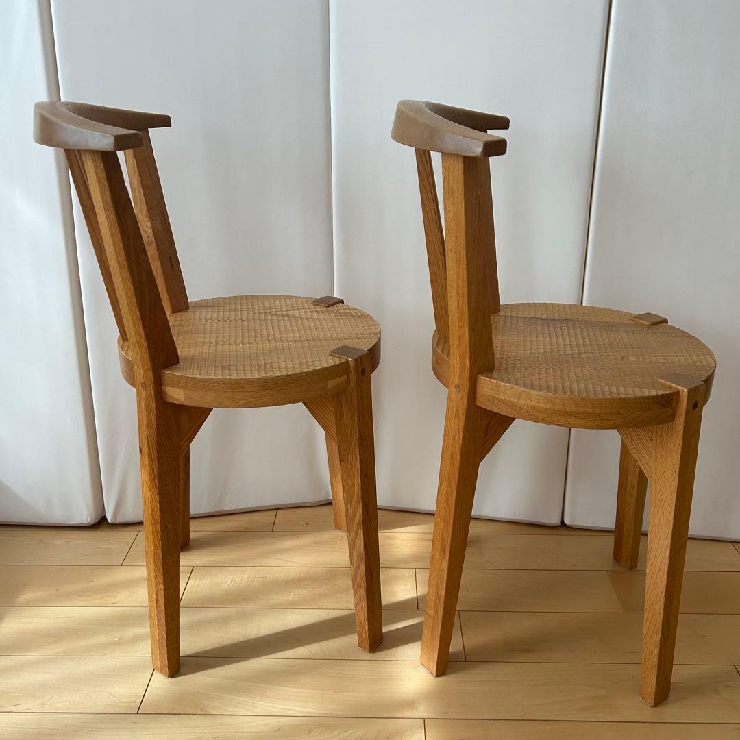 HIRASHIMA ヒラシマ　無垢材 2脚　座刳り　曲げ木　ウィンザー　極希少品