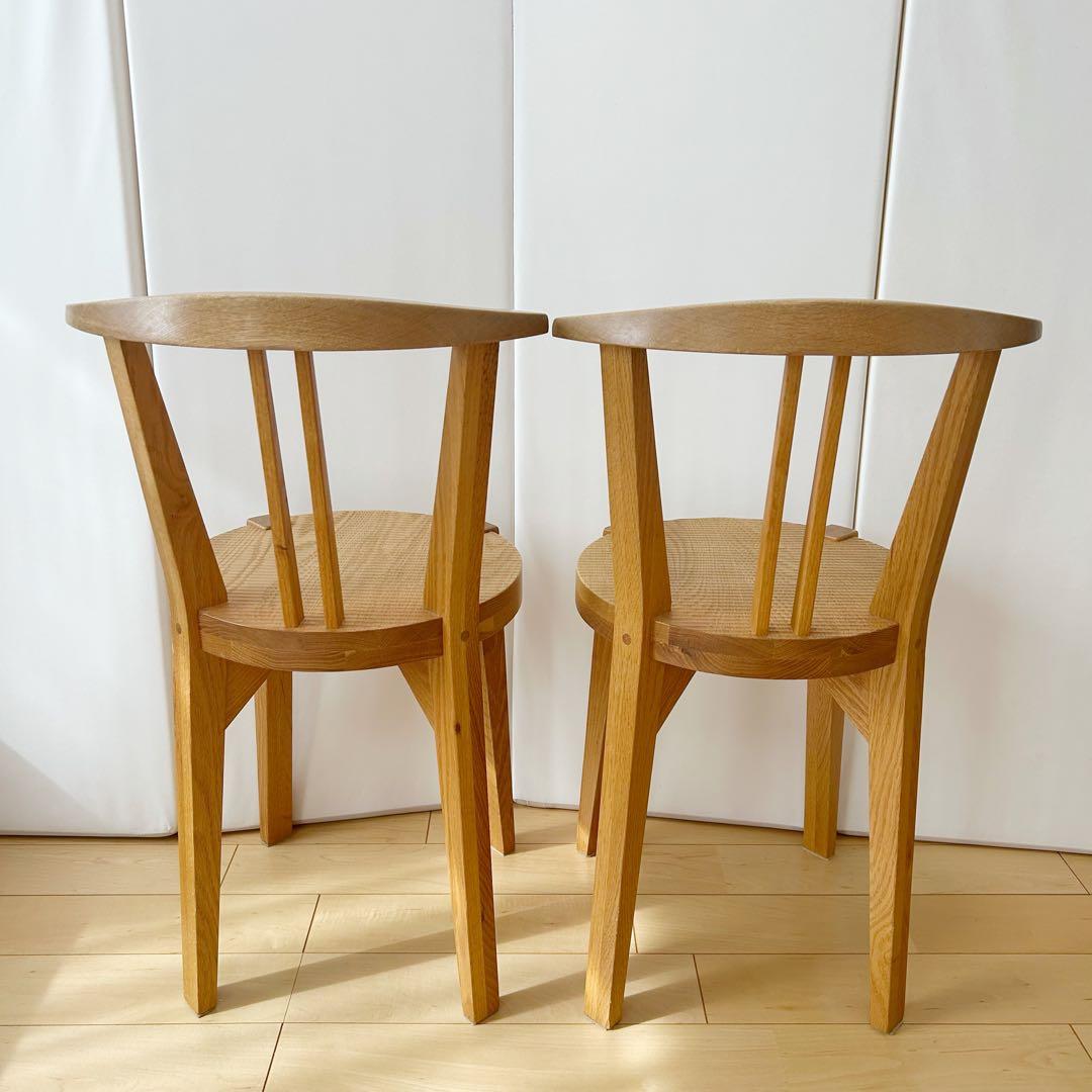 HIRASHIMA ヒラシマ　無垢材 2脚　座刳り　曲げ木　ウィンザー　極希少品