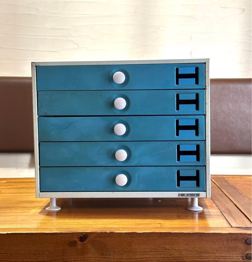 レトロポップ　スチールキャビネット　レターケース　引き出し　脚付き　書類棚