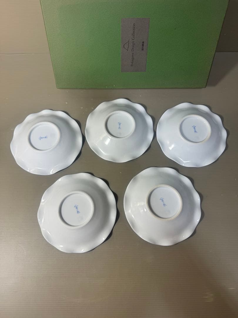 2537 深川製磁　アクアブルー　取り皿揃5枚組　未使用品