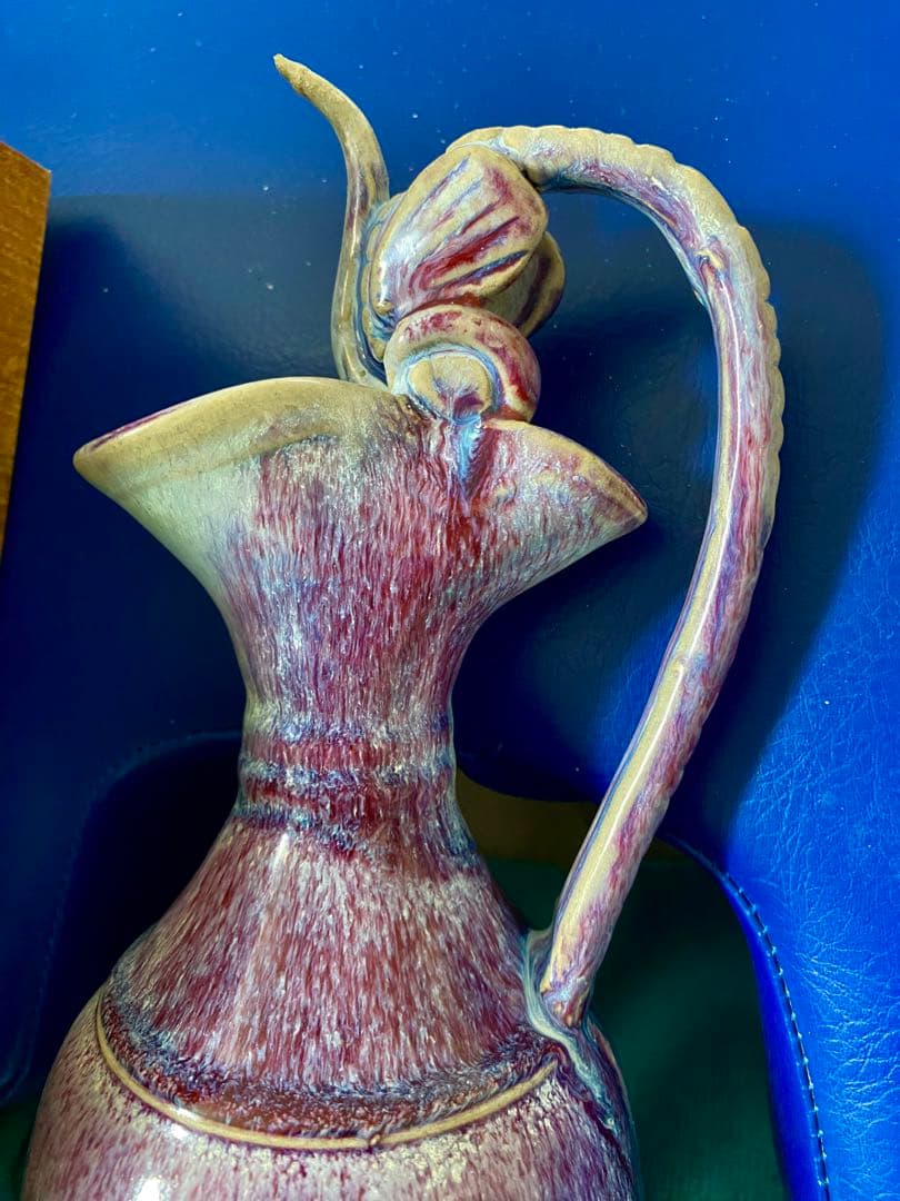 中国元時代鈞窑紫紅斑釉变龍口挚壶箱付きサイズ高さ約29cm径11cm